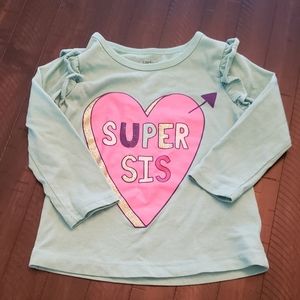 Carters Super Sis Green Long Sleeved Tee